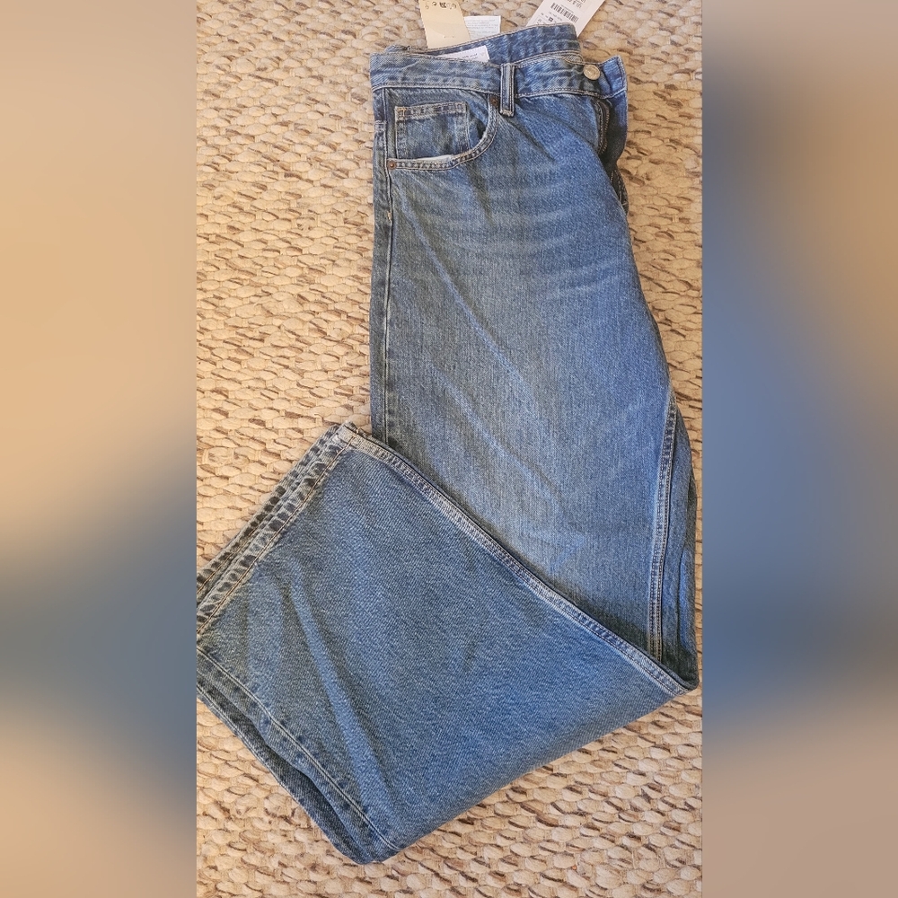 Zara mid rise full length jeans, 12, blue
